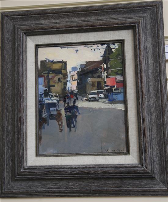 § Ken Howard (1932-) Italian street scene 9.75 x 7.5in.